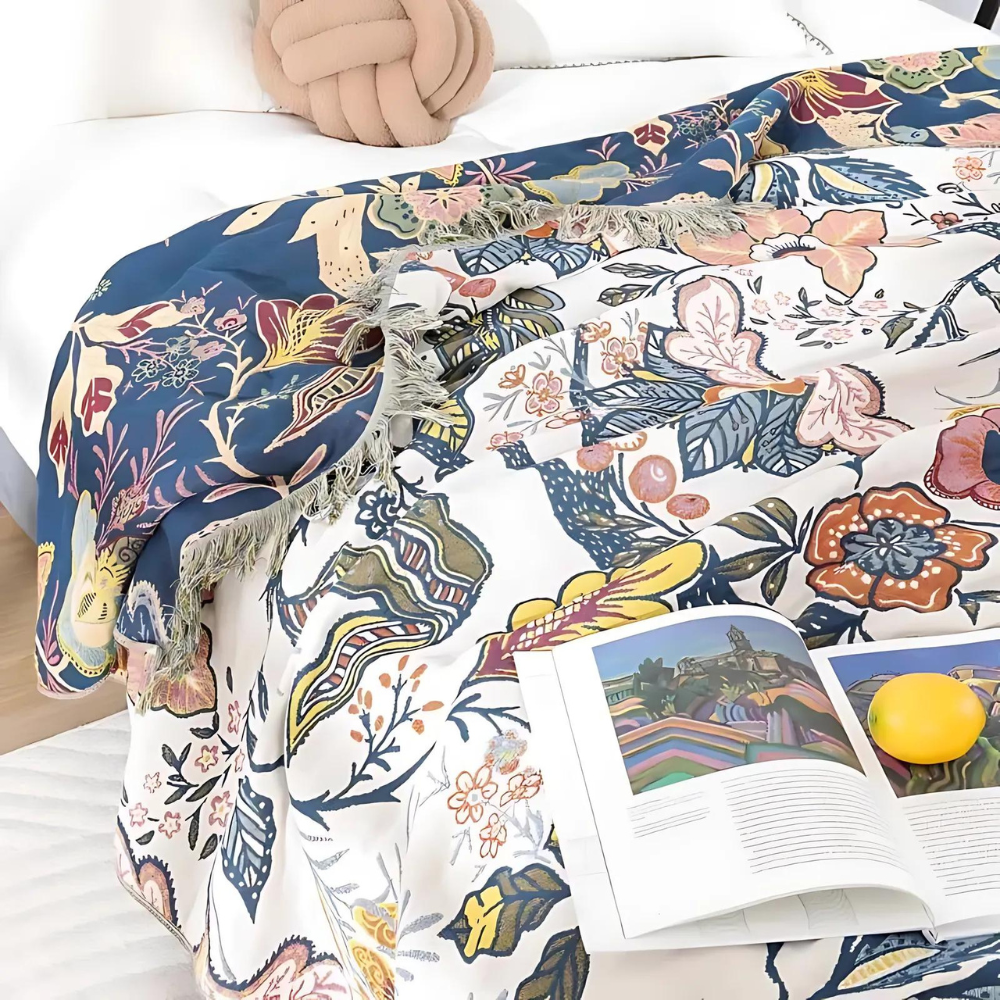 Leaf Pattern Sherpa Throw Blanket Soft Fleece