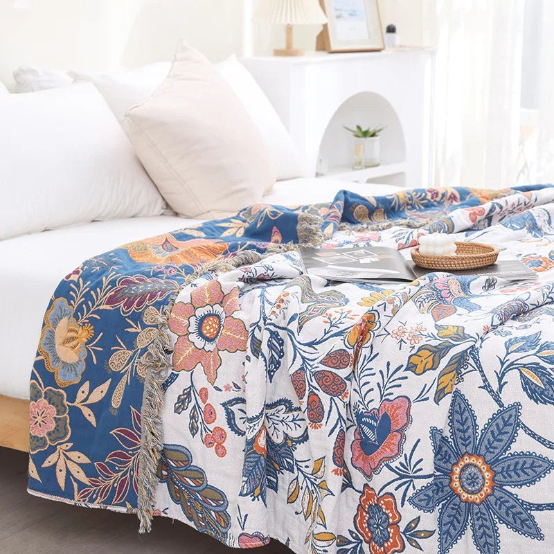 Leaf Pattern Sherpa Throw Blanket Soft Fleece