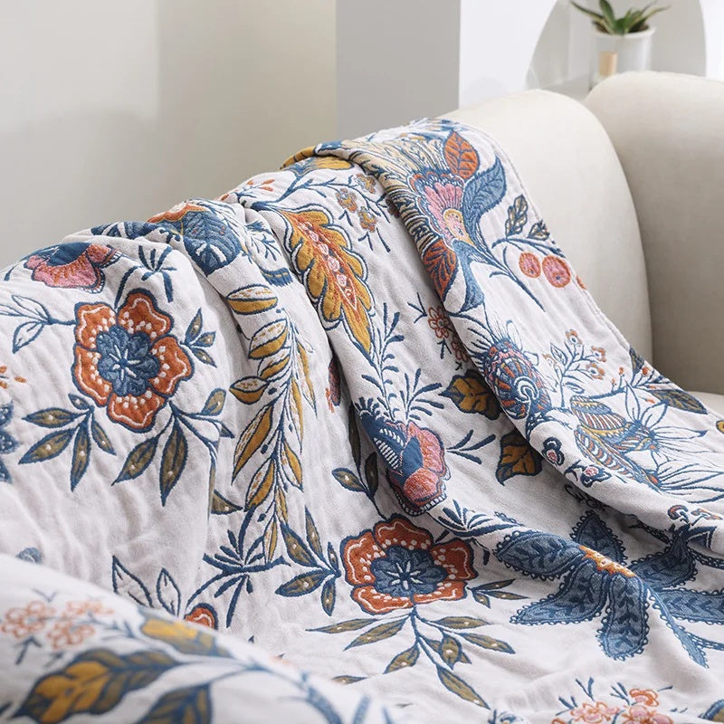 Leaf Pattern Sherpa Throw Blanket Soft Fleece