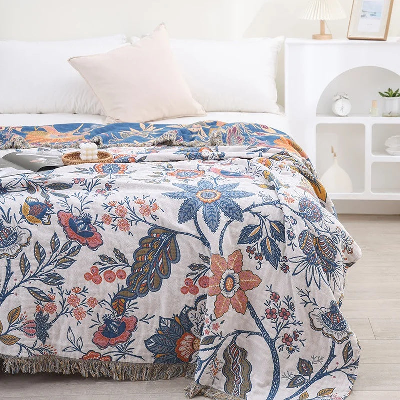 Leaf Pattern Sherpa Throw Blanket Soft Fleece