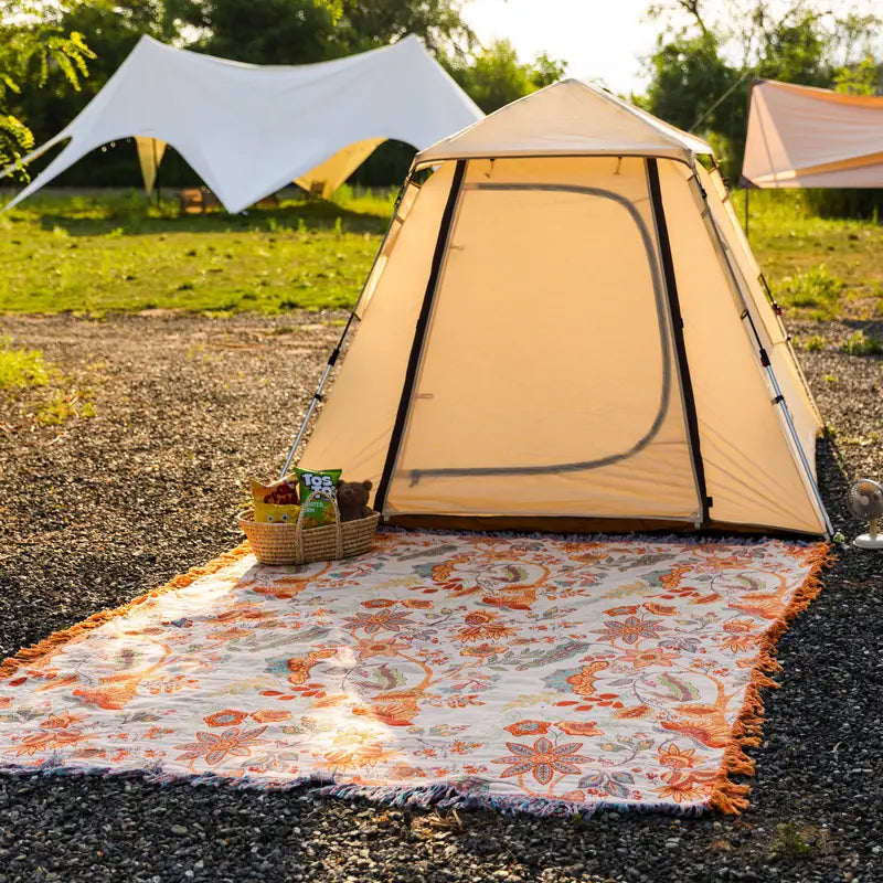 Rustic Floral Cotton Boho Throw Blanket